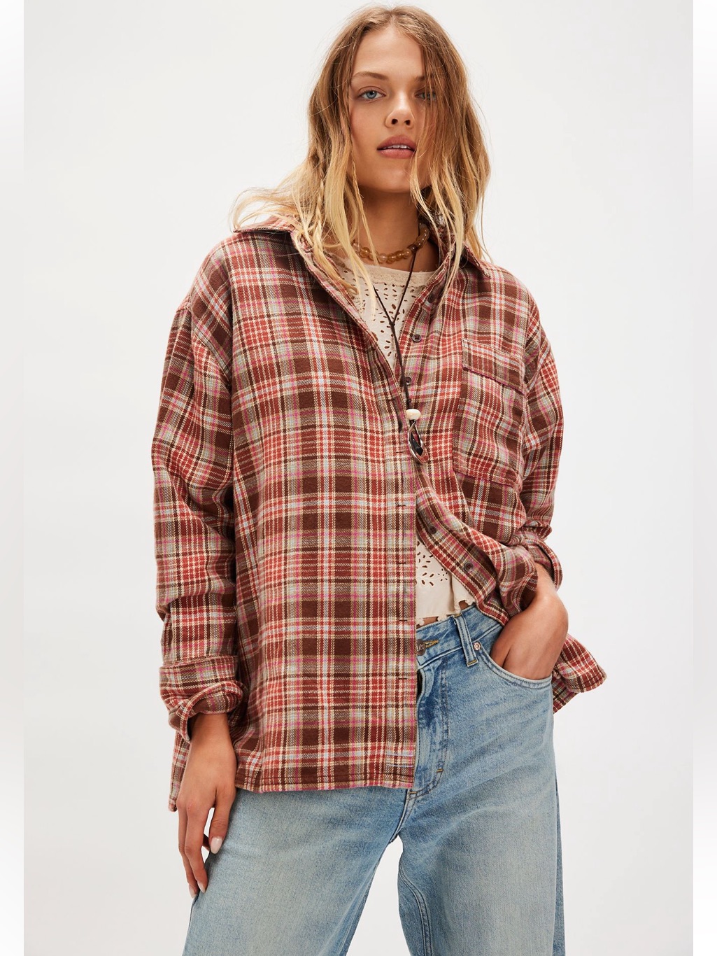Nwt Free People We The Free Hallie Plaid Shirt